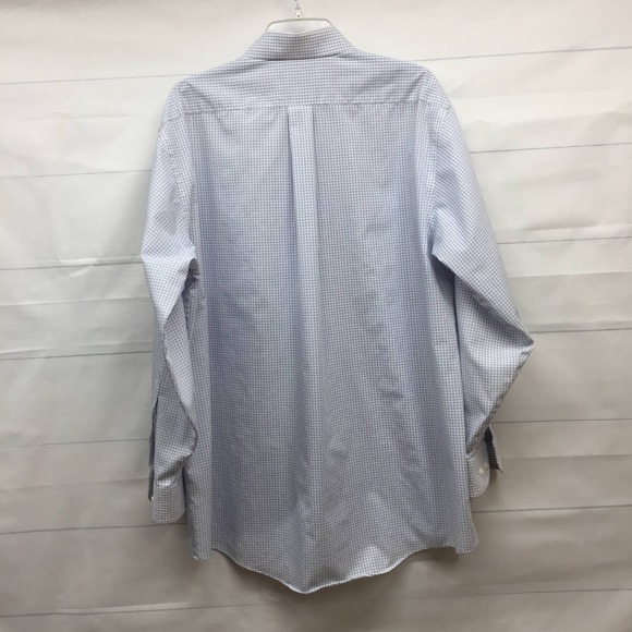 STAFFORD Blue White Check Wrinkle Free Button Down Long Sleeve Dress Shirt L - Picture 3 of 9